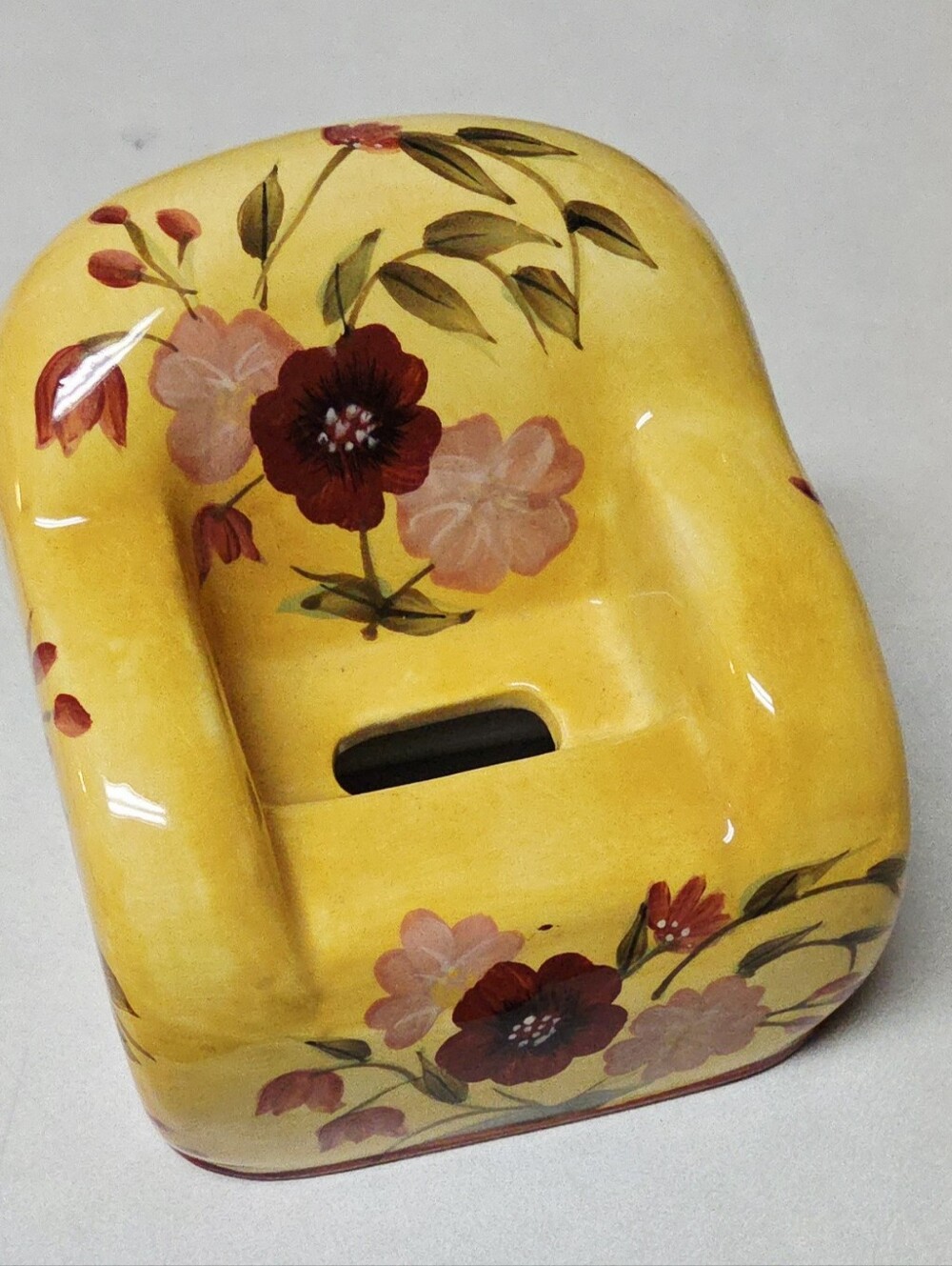 Vtg Oneida Sunset Bouquet Ceramic Kitchen Armchair Sponge Holder 4x4x4"
